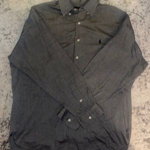 Mens Grey Ralph Lauren McNeel Polo button Down Dress Shirt Grey Large